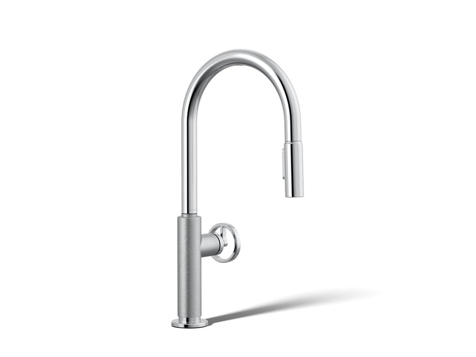 KOHLER K-28670-9RT2 Billet Touchless pull-down kitchen sink faucet with two-function sprayhead, polished chrome