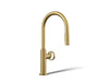 KOHLER K-28670-9RT2 Billet Touchless pull-down kitchen sink faucet with two-function sprayhead, vibrant brushed moderne brass