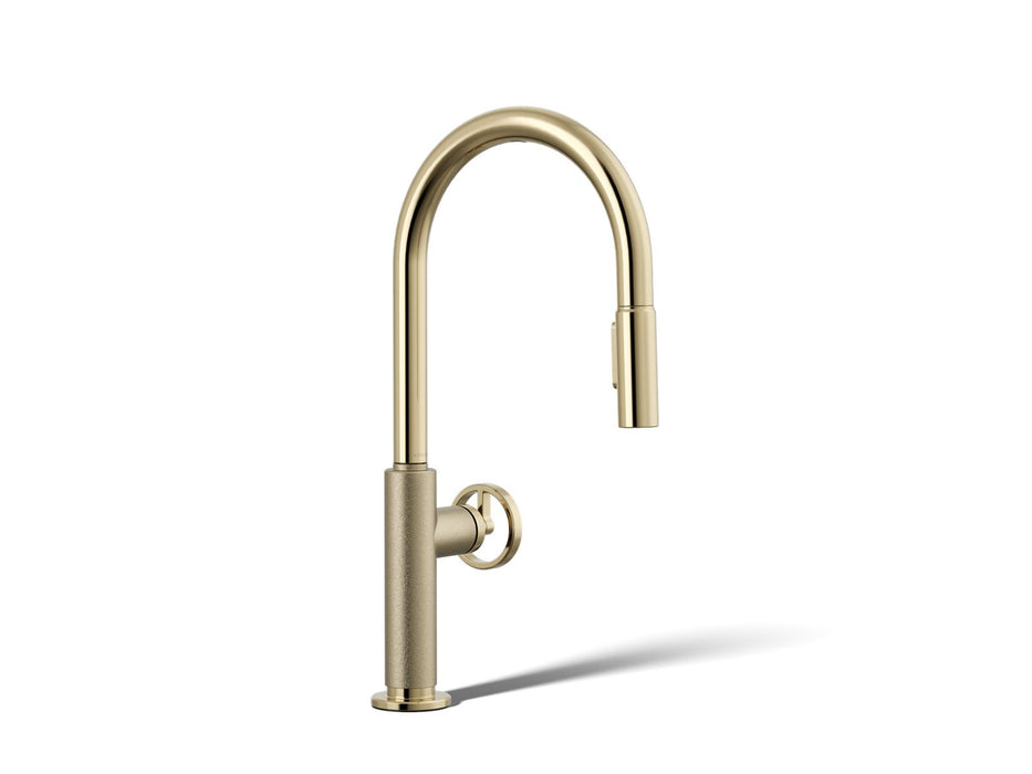 KOHLER K-28670-9RT2 Billet Touchless pull-down kitchen sink faucet with two-function sprayhead, vibrant french gold