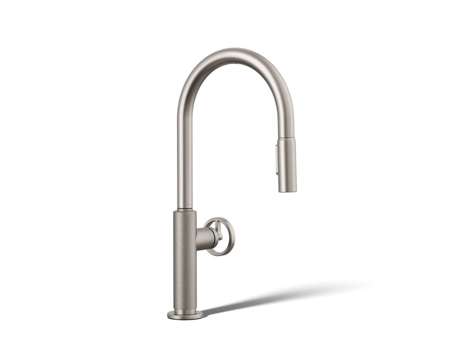 KOHLER K-28670-9RT2 Billet Touchless pull-down kitchen sink faucet with two-function sprayhead