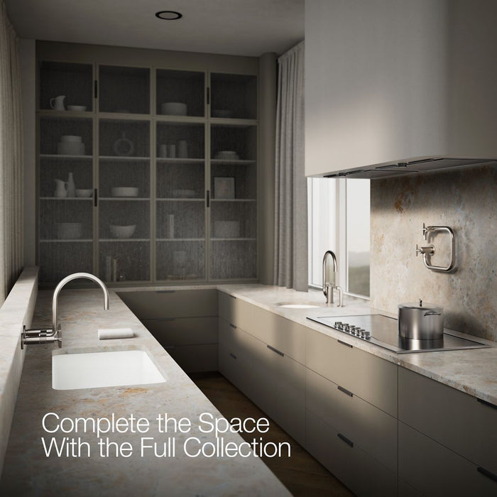 KOHLER K-28672-3 Billet Two-hole wall-mount bridge kitchen sink faucet
