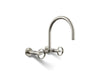 KOHLER K-28672-9 Billet Two-hole wall-mount bridge kitchen sink faucet, vibrant polished nickel