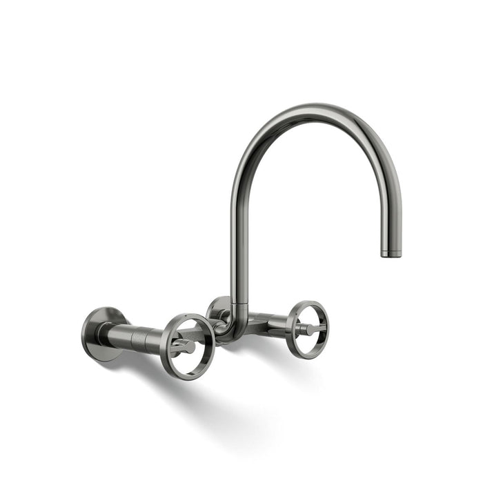KOHLER K-28672-9 Billet Two-hole wall-mount bridge kitchen sink faucet, vibrant titanium - view 5