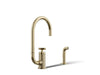 KOHLER K-28675-3 Billet Single-handle bar sink faucet with two-function extended-reach spout and side sprayer, vibrant...