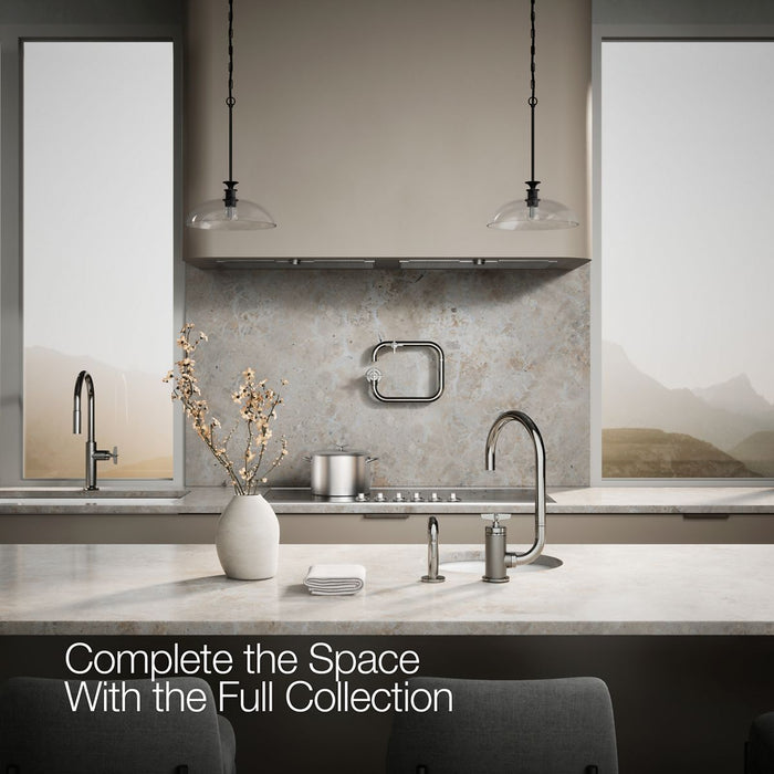 KOHLER K-28675-3 Billet Single-handle bar sink faucet with two-function extended-reach spout and side sprayer