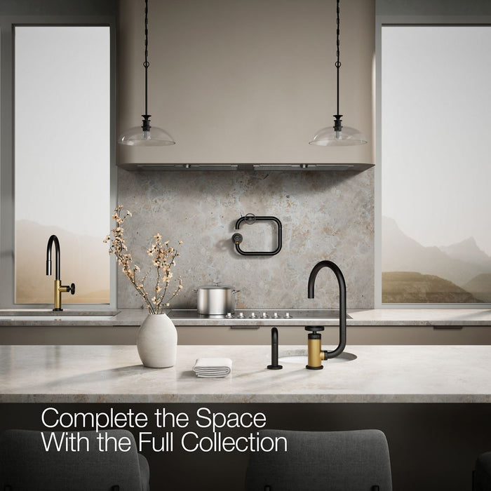 KOHLER K-28675-9 Billet Single-handle bar sink faucet with two-function extended-reach spout and side sprayer, matte...