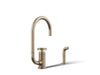 KOHLER K-28675-9 Billet Single-handle bar sink faucet with two-function extended-reach spout and side sprayer, vibrant...