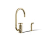 KOHLER K-28675-9 Billet Single-handle bar sink faucet with two-function extended-reach spout and side sprayer, vibrant...