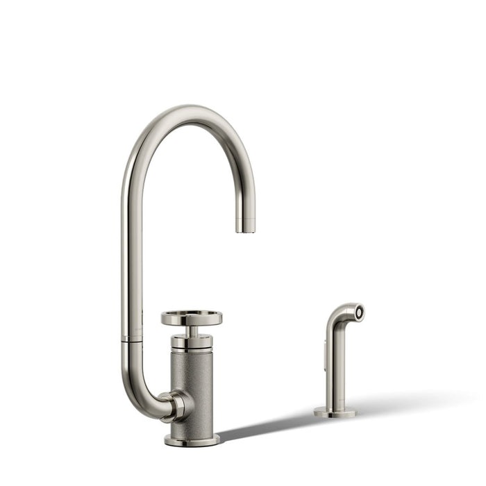 KOHLER K-28675-9 Billet Single-handle bar sink faucet with two-function extended-reach spout and side sprayer