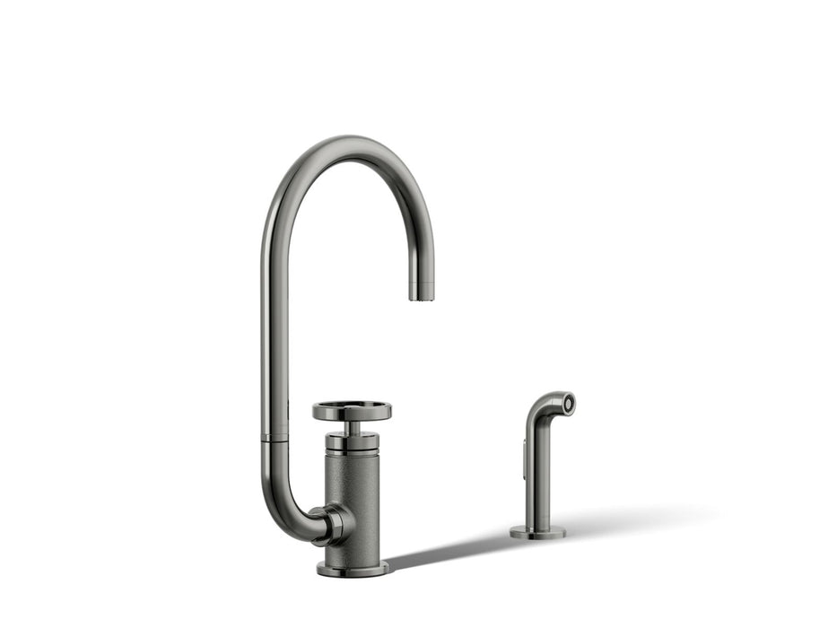 KOHLER K-28675-9 Billet Single-handle bar sink faucet with two-function extended-reach spout and side sprayer