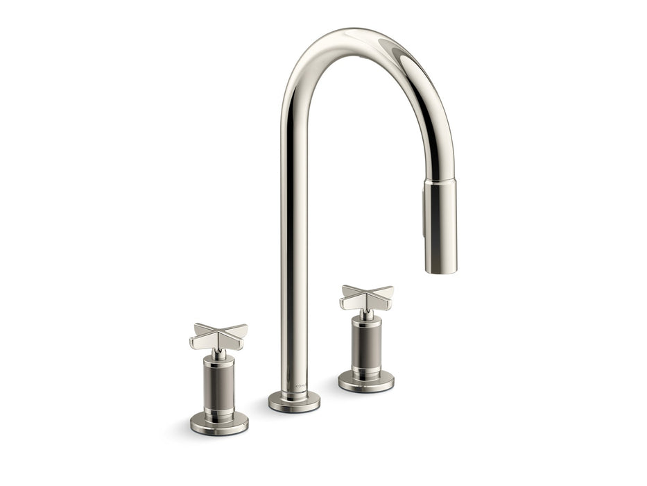 KOHLER K-28677-3RT2 Billet Touchless pull-down kitchen sink faucet with two-function sprayhead, vibrant polished nickel