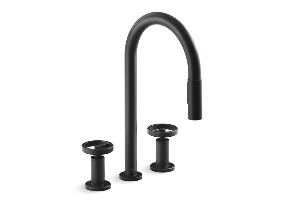 KOHLER K-28677-9RT2 Billet Touchless pull-down kitchen sink faucet with two-function sprayhead, matte black