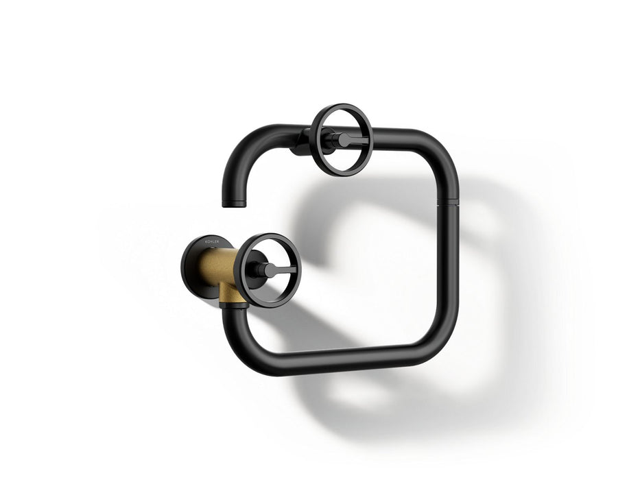 KOHLER K-28678-9 Billet Wall-mount pot filler, matte black with brushed moderne brass