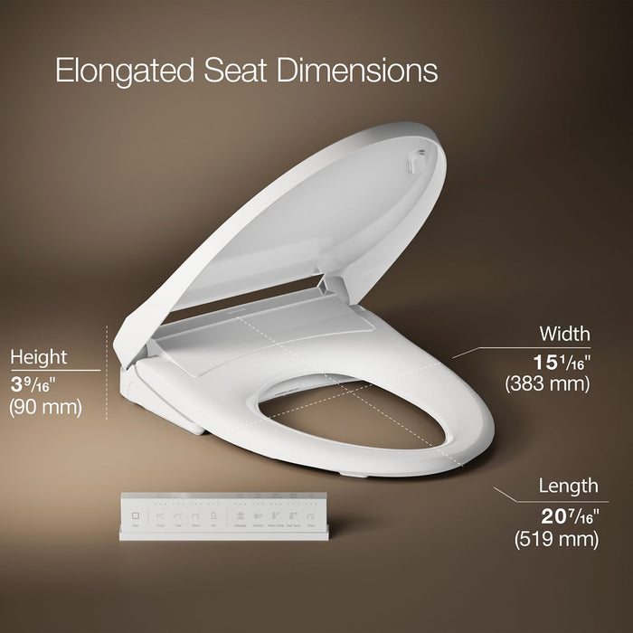 KOHLER K-28821 PureWash Elongated bidet toilet seat with remote control