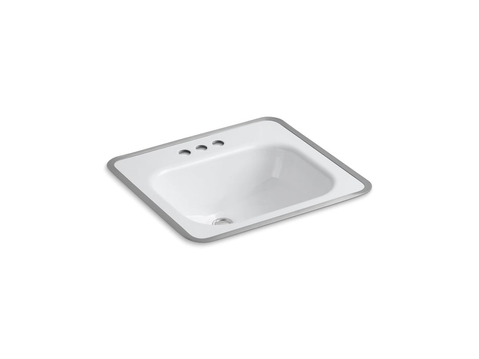 KOHLER K-2890-4 Tahoe 20" rectangular drop-in bathroom sink, white