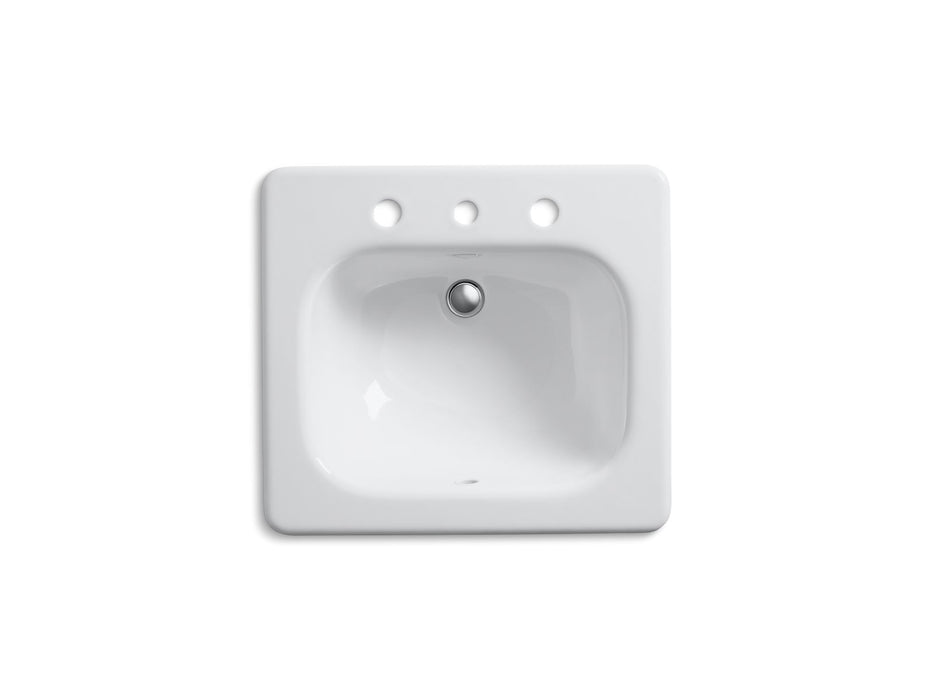 KOHLER K-2895-8 Tahoe 21" rectangular drop-in bathroom sink, white - view 2
