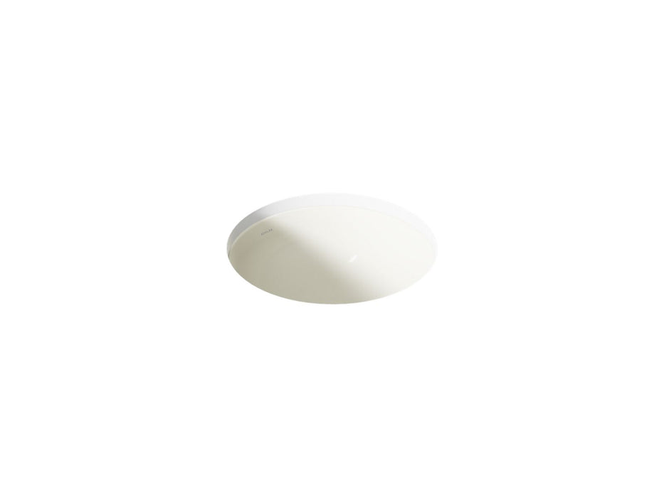 KOHLER K-29000 Caxton 16-1/8" round undermount bathroom sink, no overflow, biscuit