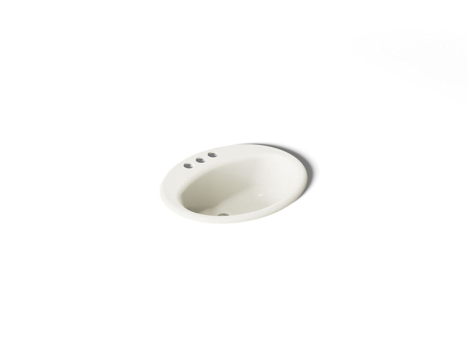 KOHLER K-2905-4 Farmington 19-1/4" oval drop-in bathroom sink, biscuit