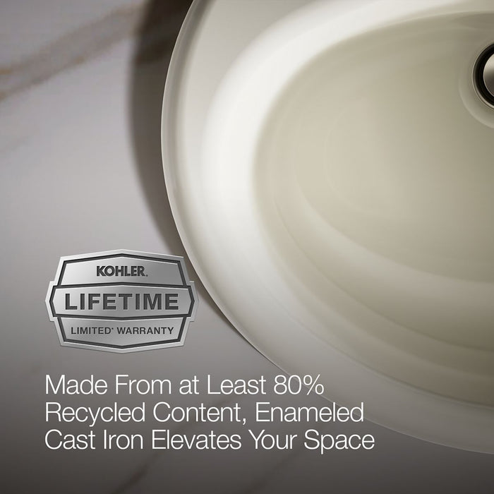 KOHLER K-2905-4 Farmington 19-1/4" oval drop-in bathroom sink, biscuit - view 2
