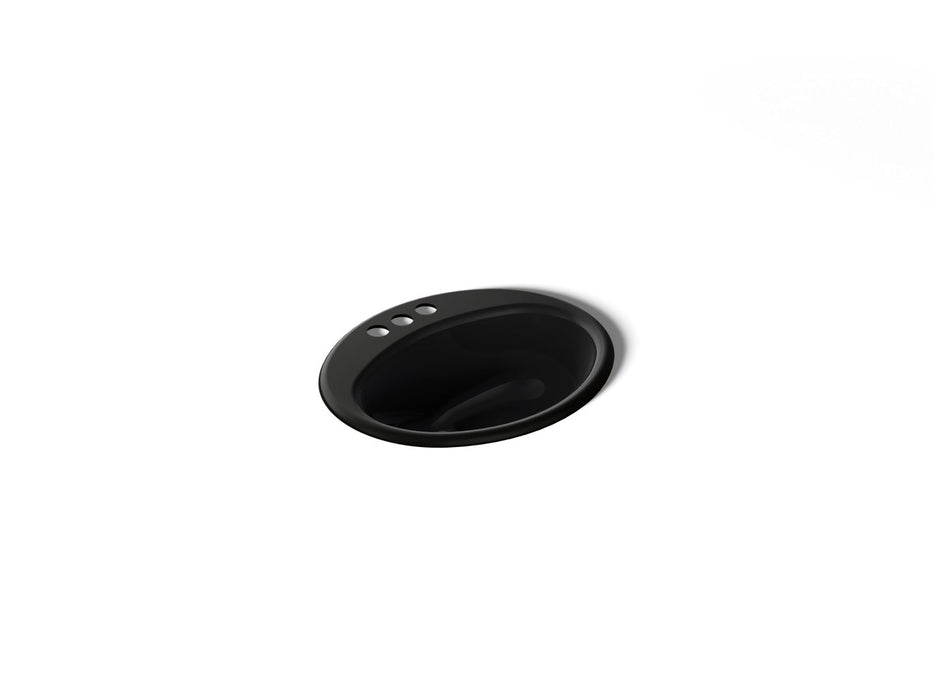 KOHLER K-2905-4 Farmington 19-1/4" oval drop-in bathroom sink, black black