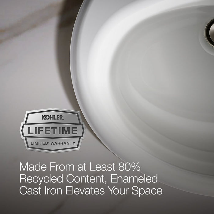 KOHLER K-2905-4 Farmington 19-1/4" oval drop-in bathroom sink, white - view 2