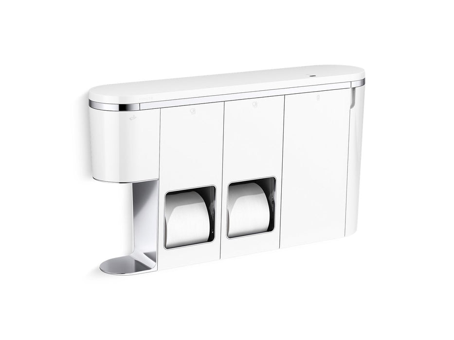 KOHLER K-29154-LWW Clean Haven Hygiene Station with Dual Toilet Paper Dispenser, Left Mount, Polished Chrome - 3/4 view of pr