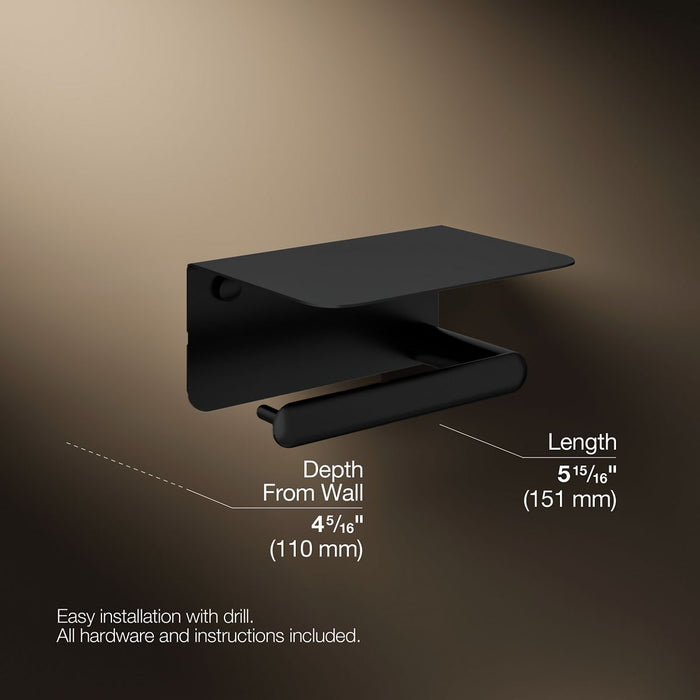 KOHLER K-29221 Kumin Covered horizontal toilet paper holder, matte black - view 5