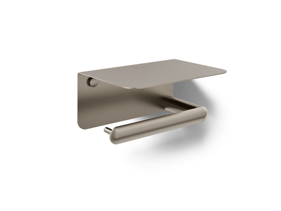 KOHLER K-29221 Kumin Covered horizontal toilet paper holder, vibrant brushed nickel