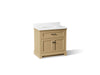 KOHLER K-29261-BD1 Charlemont 36" bathroom vanity cabinet with sink and quartz top, light oak