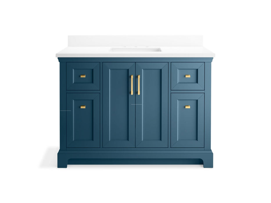 KOHLER K-29262-BD1 Charlemont 48" bathroom vanity cabinet with sink and quartz top, tidal blue - view 4