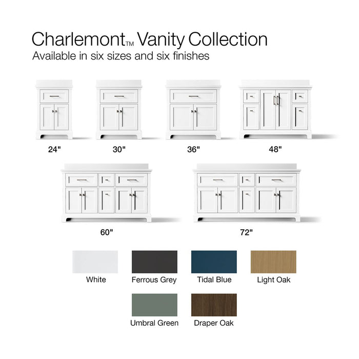 KOHLER K-29263-BD1 Charlemont 60" bathroom vanity cabinet with sinks and quartz top, draper oak - view 4