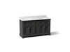 KOHLER K-29263-BD1 Charlemont 60" bathroom vanity cabinet with sinks and quartz top, ferrous grey