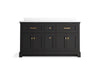 KOHLER K-29263-BD1 Charlemont 60" bathroom vanity cabinet with sinks and quartz top, ferrous grey - view 3