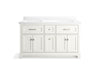 KOHLER K-29263-BD1 Charlemont 60" bathroom vanity cabinet with sinks and quartz top, white - view 3