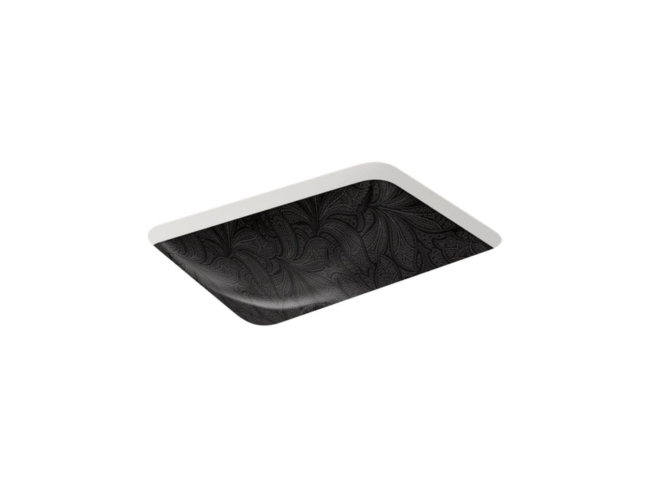 KOHLER K-29471-FP2 Caxton 20" rectangular undermount bathroom sink, black sartorial paisley