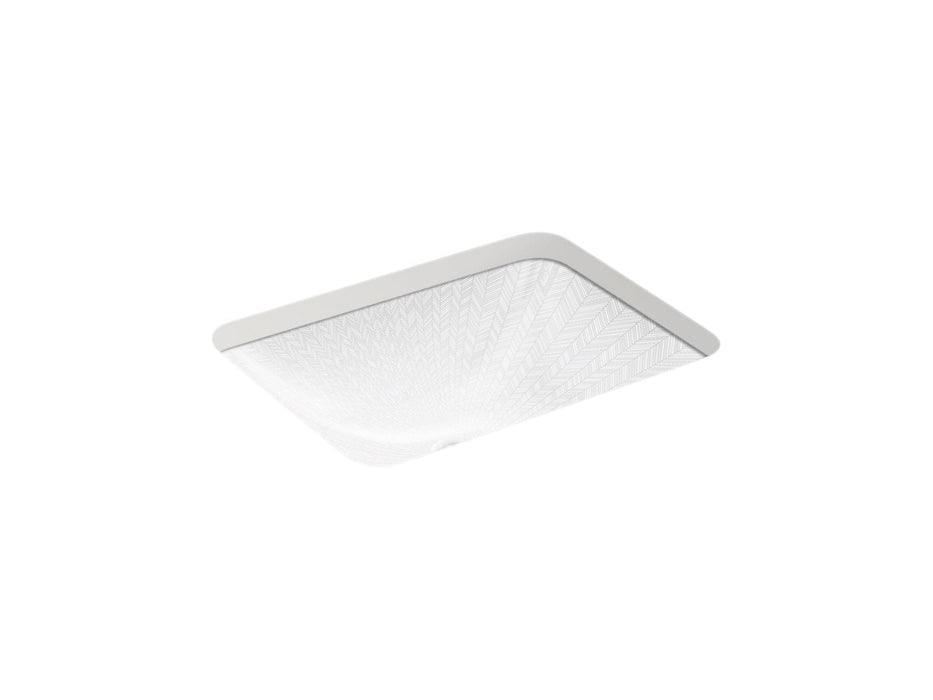 KOHLER K-29471-HD1 Caxton 20" rectangular undermount vessel bathroom sink, white sartorial herringbone