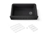 KOHLER K-29825 Cairn 34" undermount single-bowl farmhouse kitchen sink with faceted design, matte black