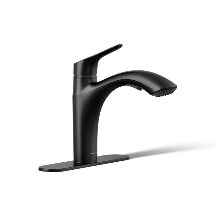 KOHLER K-30468 Rival Pull-out kitchen sink faucet with two-function sprayhead, matte black - view 4