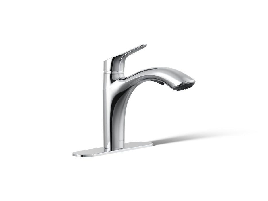KOHLER K-30468 Rival Pull-out kitchen sink faucet with two-function sprayhead, polished chrome