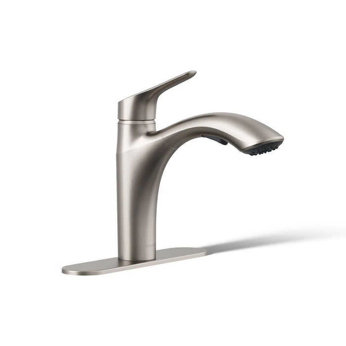 KOHLER K-30468 Rival Pull-out kitchen sink faucet with two-function sprayhead, vibrant stainless - view 4