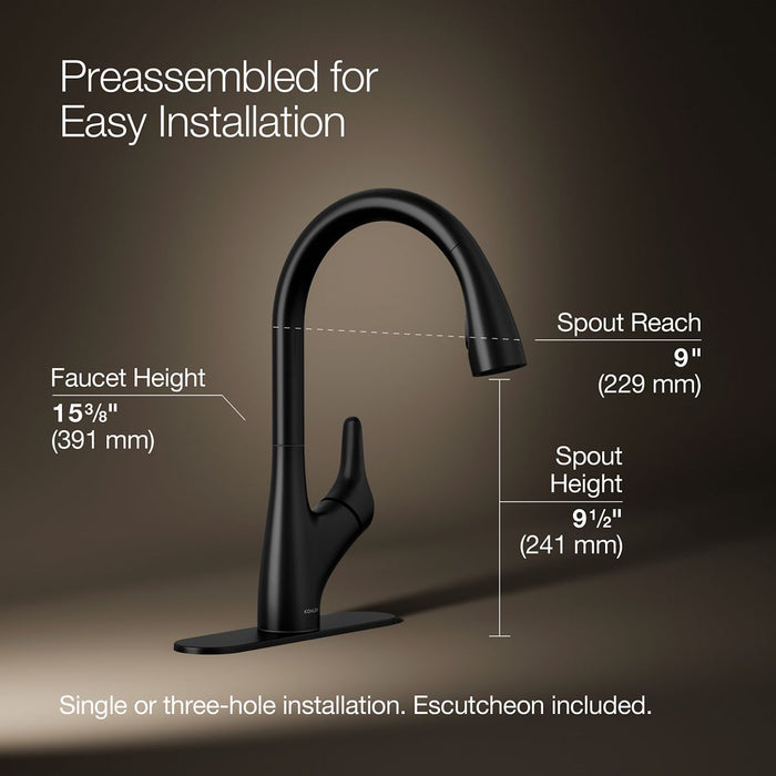 KOHLER K-30469 Rival Pull-down kitchen sink faucet with two-function sprayhead