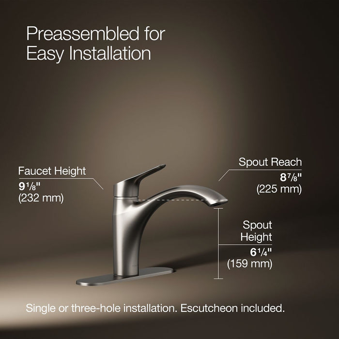 KOHLER K-30470 Rival Single-handle kitchen sink faucet, vibrant stainless - view 5
