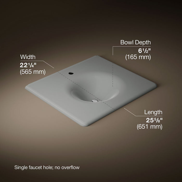 KOHLER K-3048-1 Iron/Impressions 25" Enameled cast iron vanity top with integrated round sink, basalt - view 4