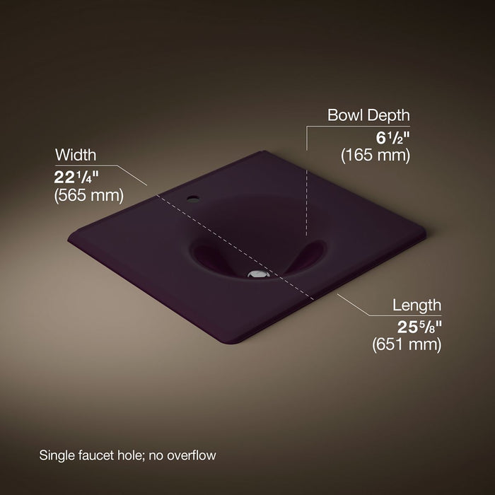 KOHLER K-3048-1 Iron/Impressions 25" Enameled cast iron vanity top with integrated round sink, black plum - view 4