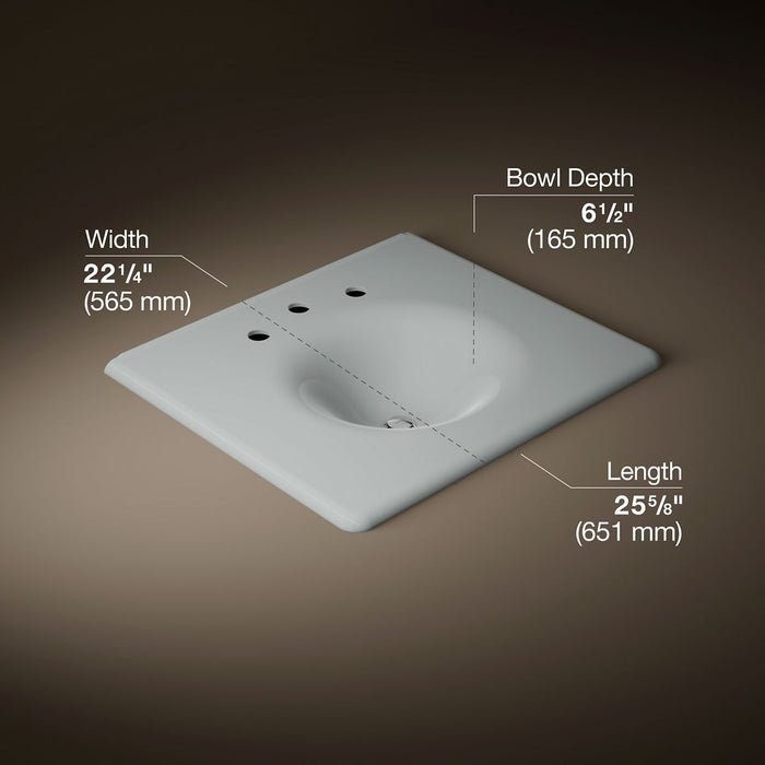 KOHLER K-3048-8 Iron/Impressions 25" Enameled cast iron vanity top with integrated round sink