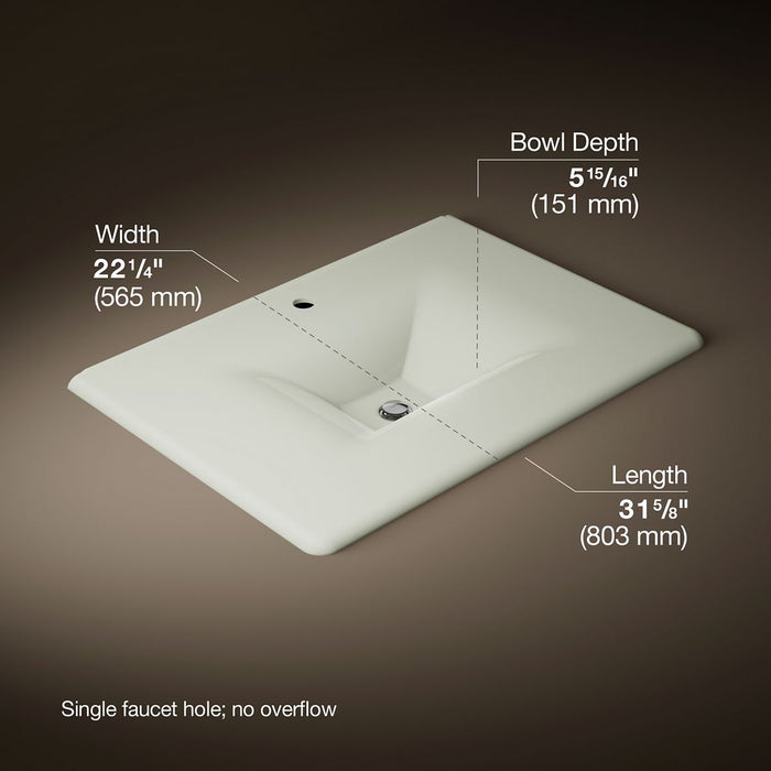 KOHLER K-3049-1 Iron/Impressions 31" Enameled cast iron vanity top with integrated rectangular sink, dune - view 4