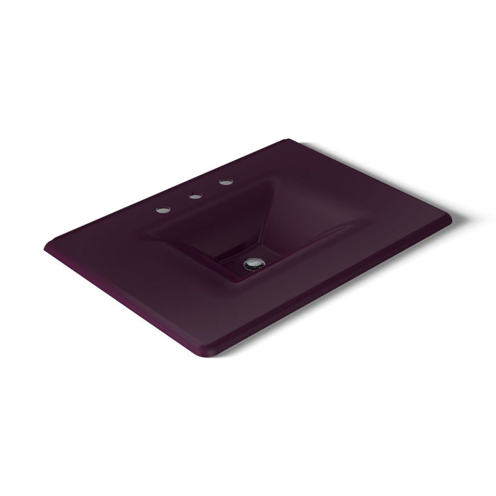 KOHLER K-3049-8 Iron/Impressions 31" Enameled cast iron vanity top with integrated rectangular sink, black plum - view 3