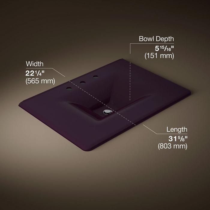 KOHLER K-3049-8 Iron/Impressions 31" Enameled cast iron vanity top with integrated rectangular sink, black plum - view 4