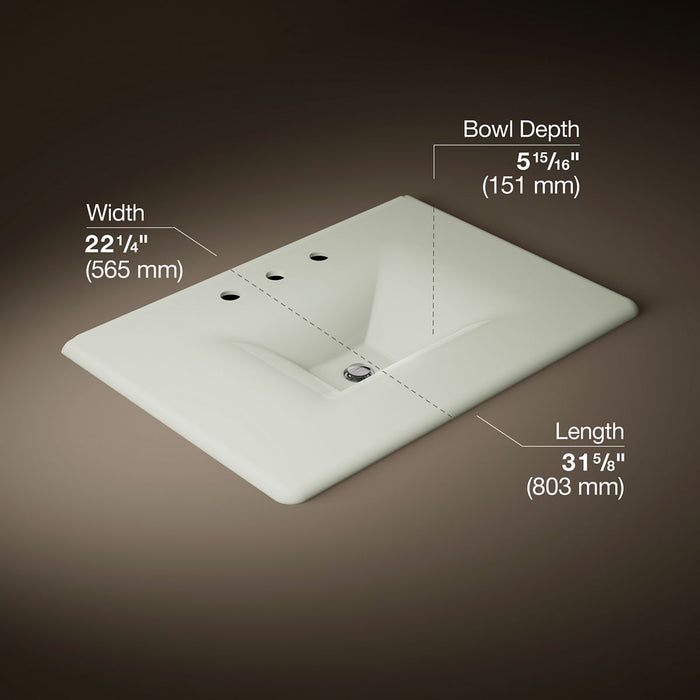 KOHLER K-3049-8 Iron/Impressions 31" Enameled cast iron vanity top with integrated rectangular sink, dune - view 4
