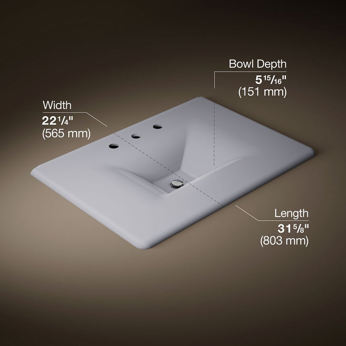KOHLER K-3049-8 Iron/Impressions 31" Enameled cast iron vanity top with integrated rectangular sink, lavender grey - view 4